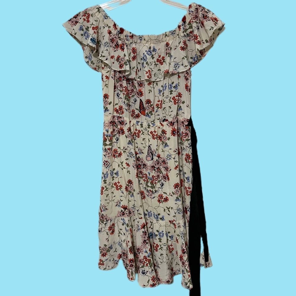 Maje | Modern Cottagecore | Lined |Silk | Butterfly Ladybug Ruffled Floral Dress - Picture 8 of 13